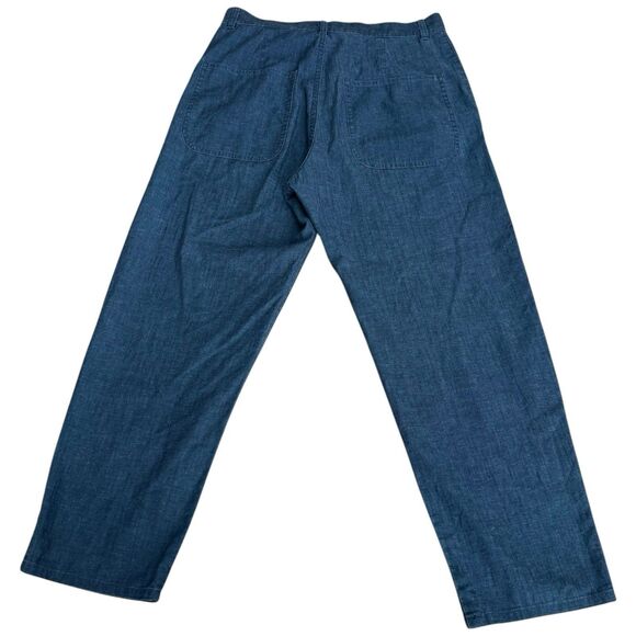 COS Cotton Navy Relaxed Taper Ankle Button Trousers Pants Size 2 Lightweight - Picture 4 of 13
